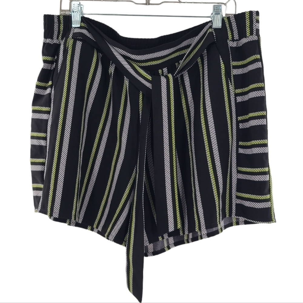 Cato Women's High-Waist Paper Bag Waist Striped Casual Shorts Sz XL